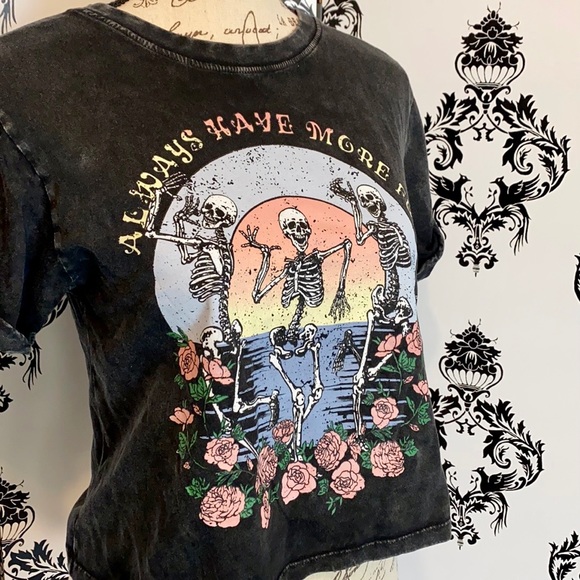 π NWT! Always Have More Fun Skeleton Crop Top T! - Picture 2 of 10